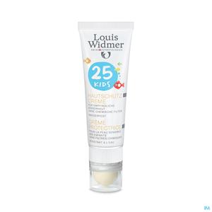 Louis Widmer Kids Skin Protection Cream SPF25 - Zonder Parfum - 25ml + Lipstick SPF50