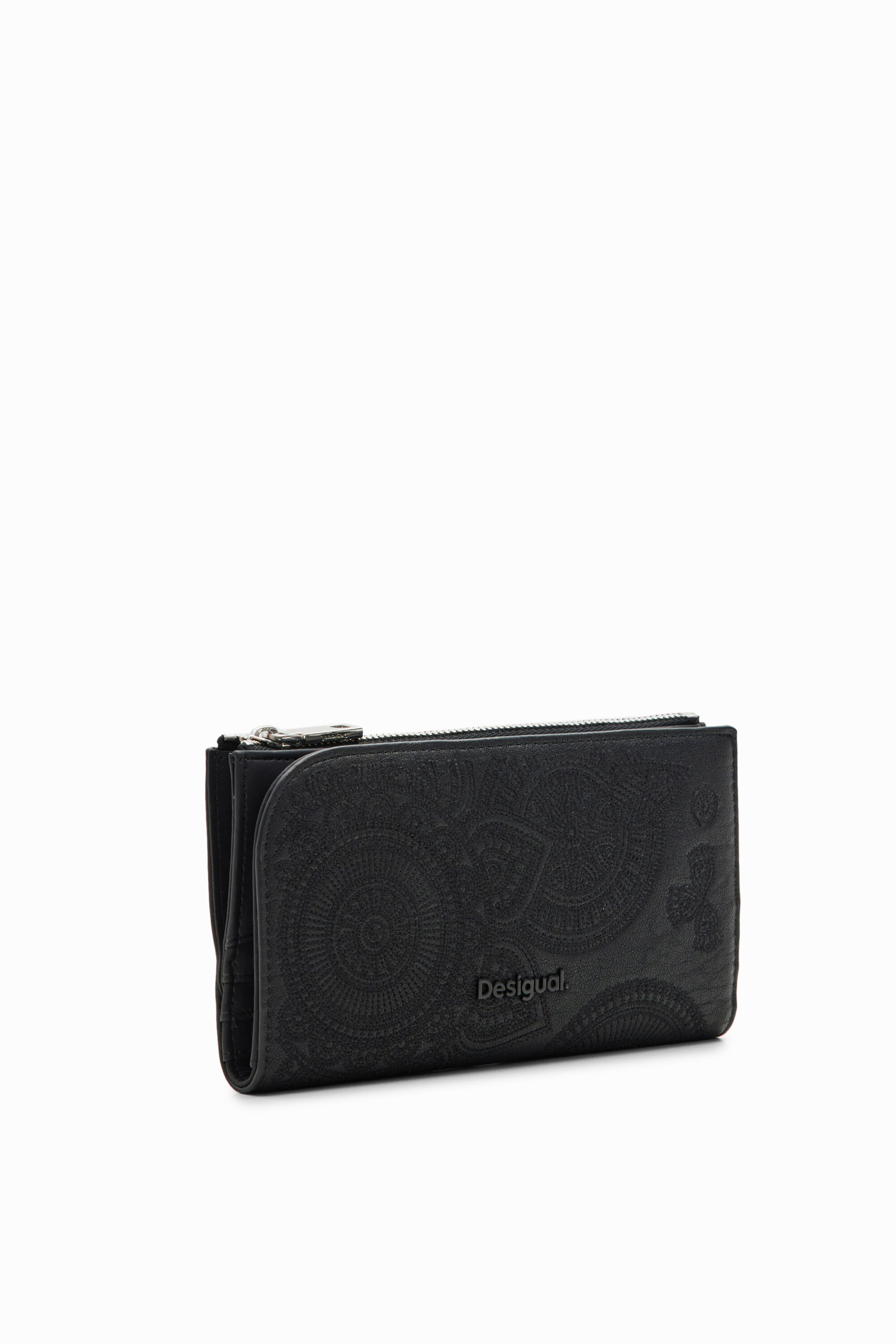 Desigual Grote portemonnee met borduursel - BLACK