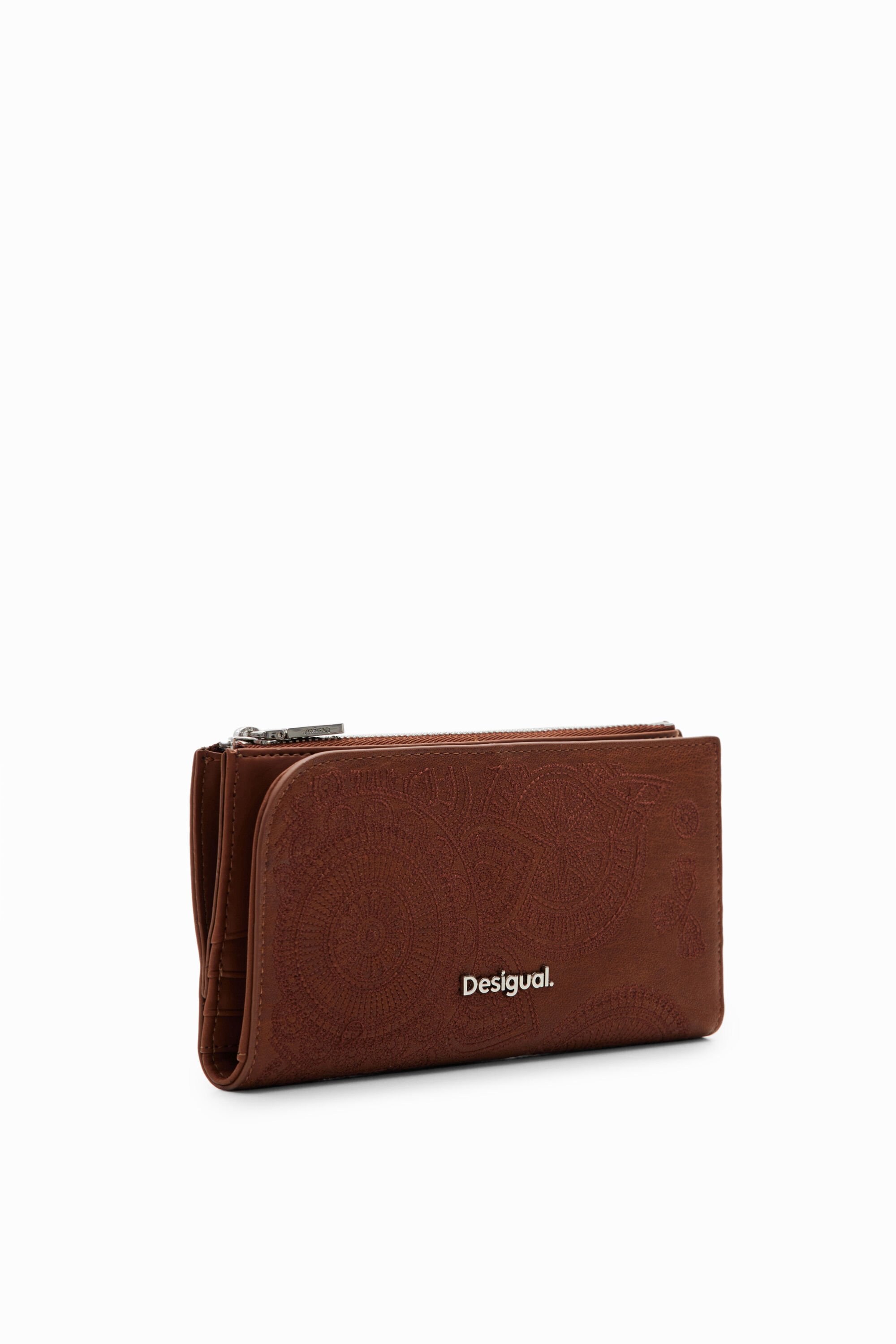 Desigual Grote portemonnee met borduursel - BROWN