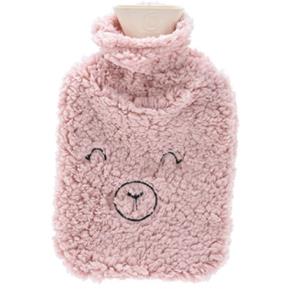 Home & Styling Warmwaterkruik 2 liter met zachte fleece hoes biggetje roze -