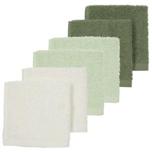 Meyco basic badstof monddoekjes 30x30 cm - set van 6 Offwhite/Soft Green/Forest Green Groen