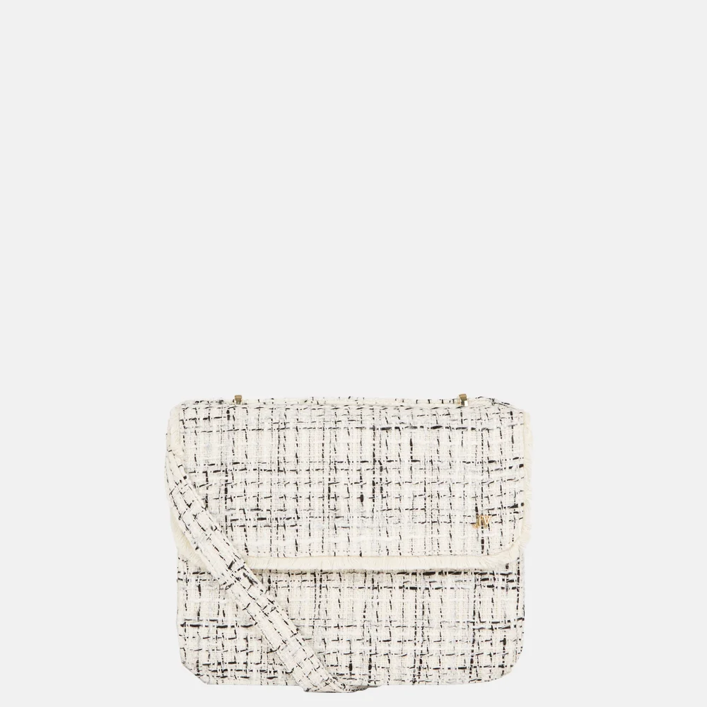 Josh V Cathy crossbody tas boucle cocoon white black