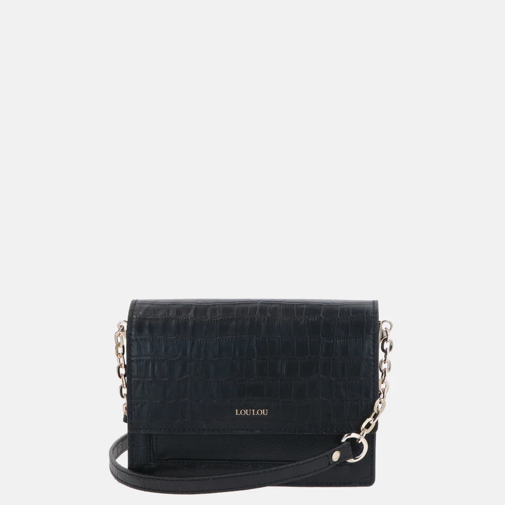 Loulou Essentiels Classy Croco crossbody tas black
