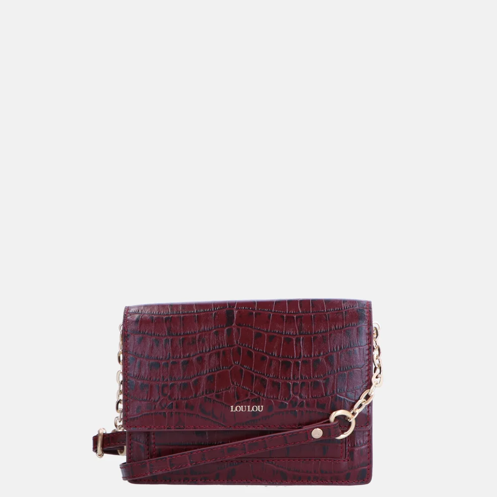 Loulou Essentiels Classy Croco crossbody tas berry