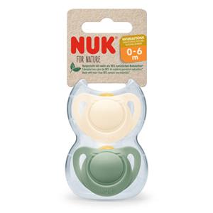 NUK Fopspeen Voor Nature Latex 0-6 maanden groen/crème 2-pack
