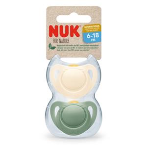 NUK Fopspeen Voor Nature Latex 6-18 maanden groen/crème 2-pack
