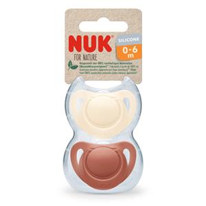 NUK Fopspeen Voor Nature Siliconen 0-6 maanden rood/crème 2-pack