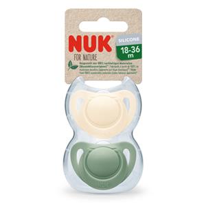 NUK Fopspeen Voor Nature Siliconen 18-36 maanden groen/crème 2-pack