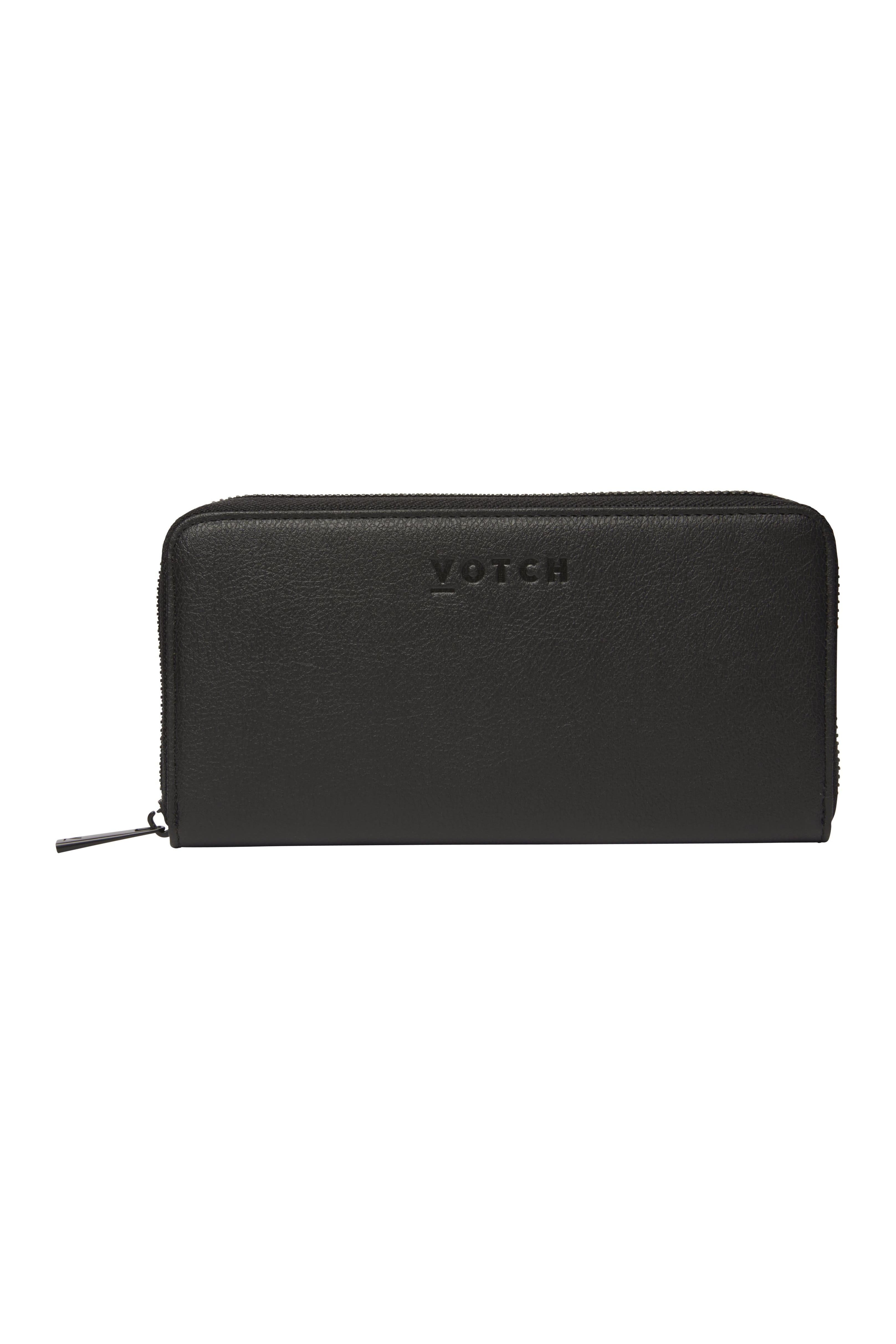 Votch Damen vegan Portemonnaie Apple Leder Schwarz