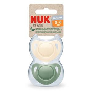 NUK Fopspeen Voor Nature Siliconen 0-6 maanden groen/crème 2-pack