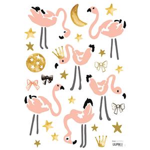 Lilipinso Muurstickers Flamingo mini's roze 