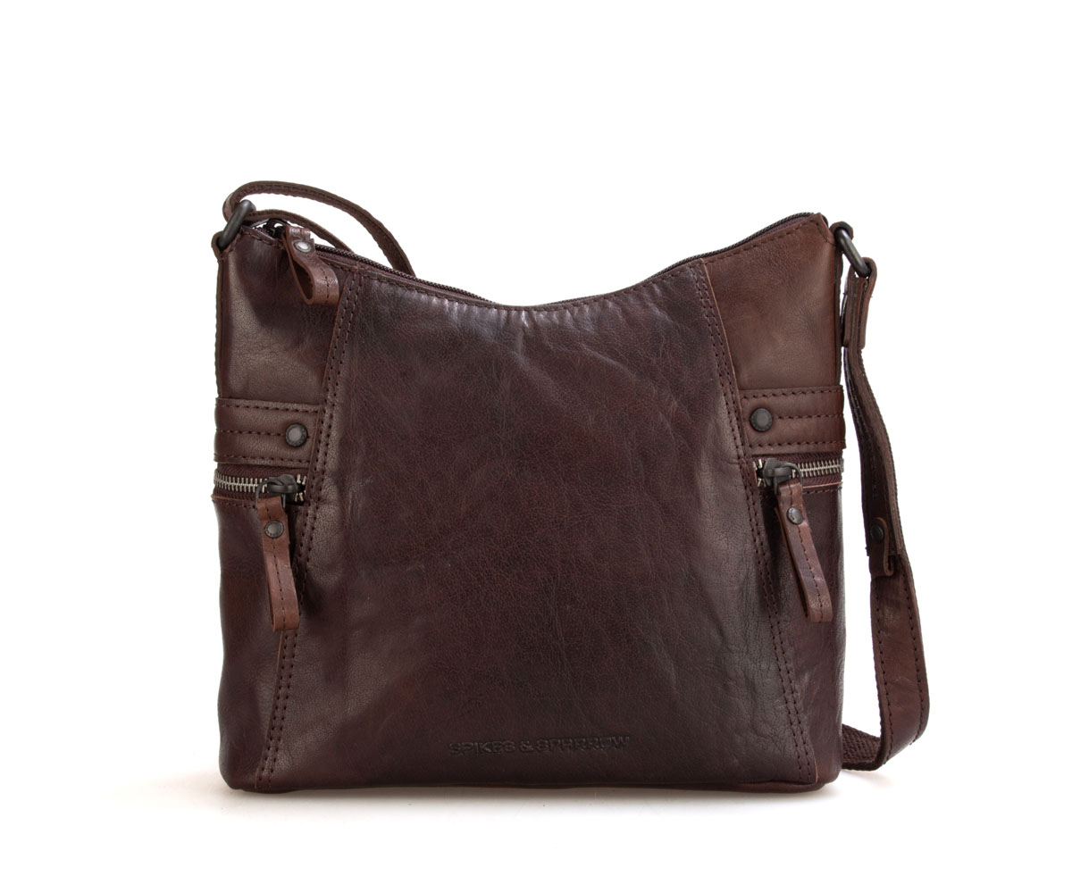 Spikes & Sparrow Crossbody Schoudertas Donker Bruin