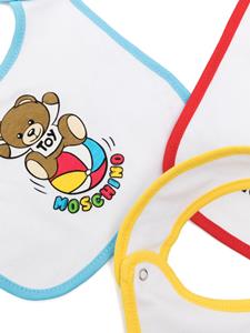 Moschino Kids Drie katoenen slabbetjes met teddybeerprint - Wit