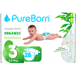 PureBorn™ ureBorn Baby Luiers Made from Organic Bamboo Maat 3 5.58 kg 28 Stuks 900g bij Jumbo