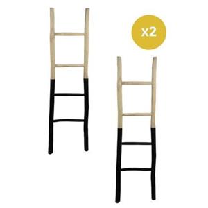 HSM Collection Decoratieve ladders set van 2 - 45x4x150 - Naturel|zwart - Teak