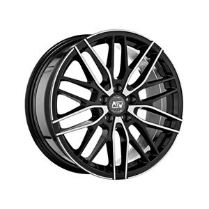 Aluminium velg msw 72 8x18 5x114.3 et40 zwart, gepolijste voorkant