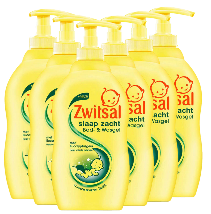Zwitsal  Slaap Zacht - Bad & Wasgel - Eucalyptus - 6 x 400ml - Voordeelverpakking