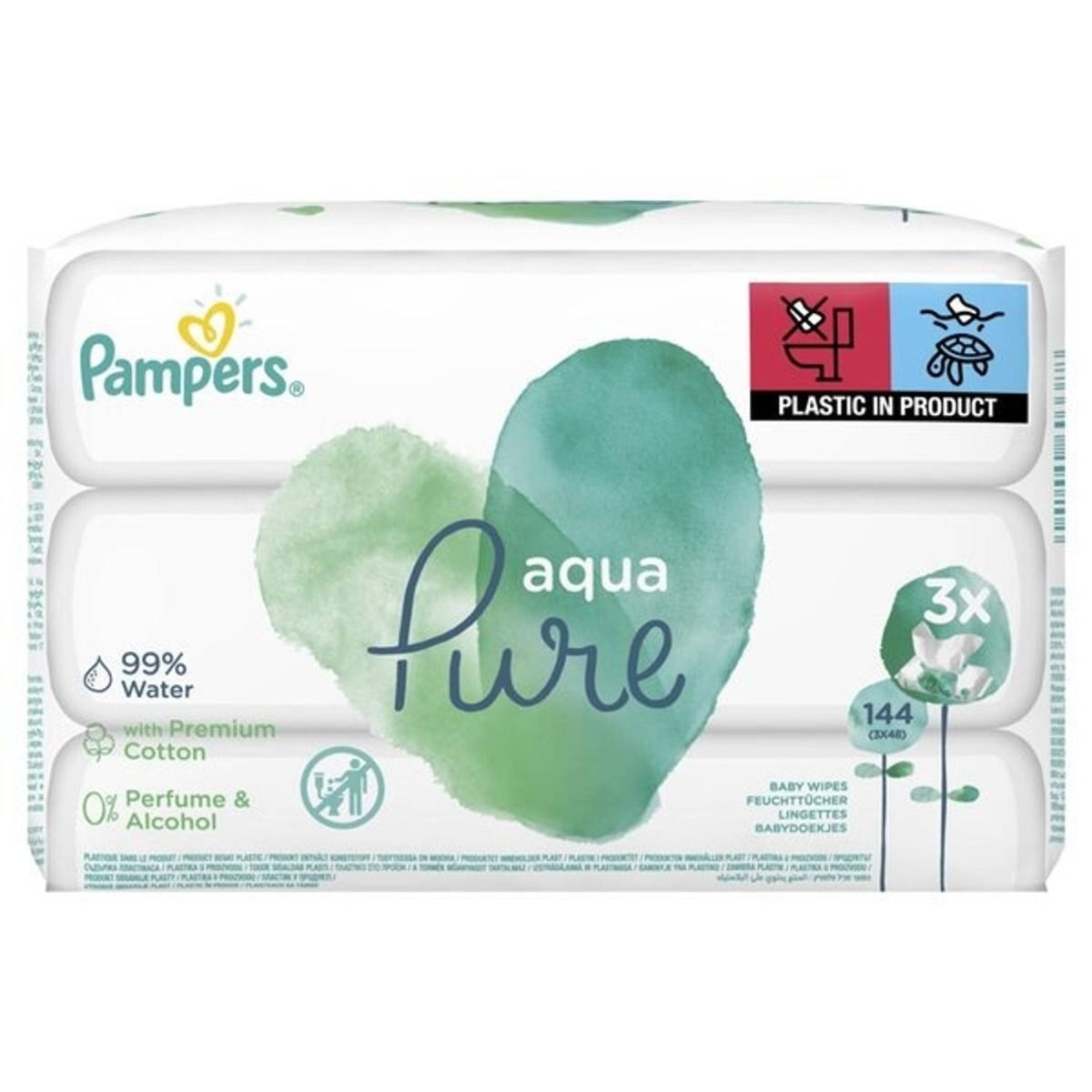 Pampers Aqua Pure Babydoekjes  3 x 48 = 144 Billendoekjes
