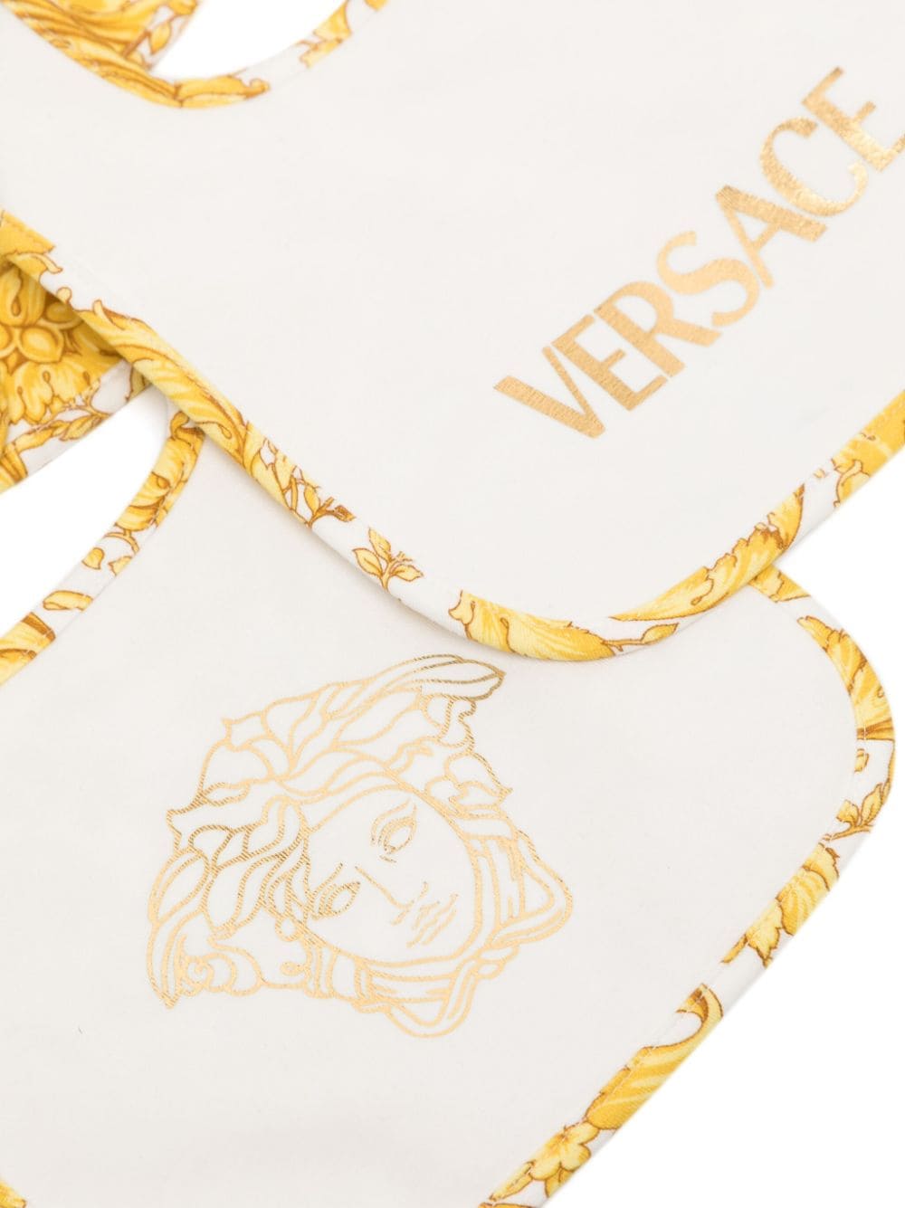 Versace Kids Twee slabbetjes met logoprint - Wit