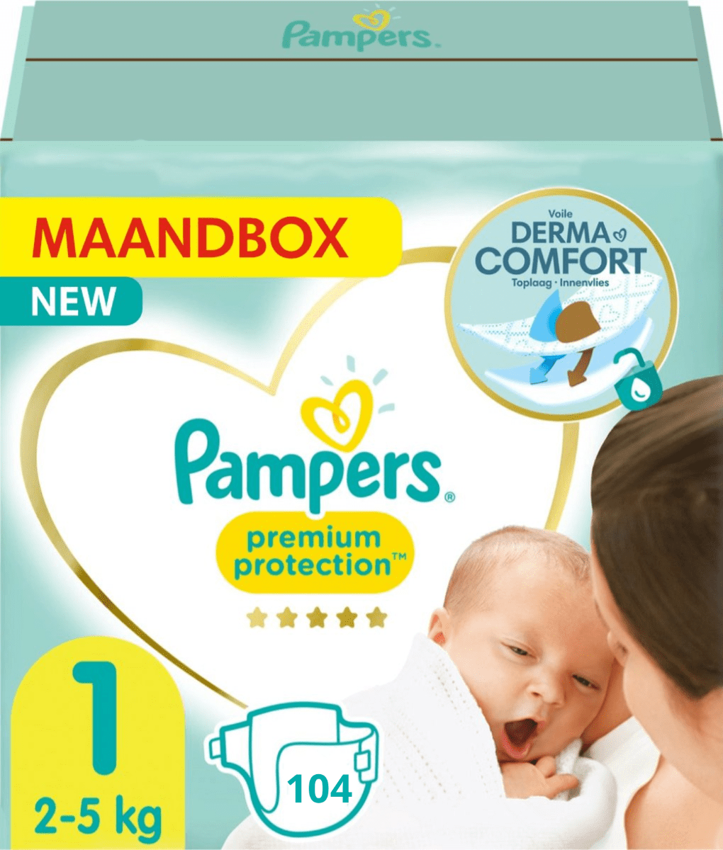 Pampers Premium Protection Maat 1 - 104 Luiers Maandbox