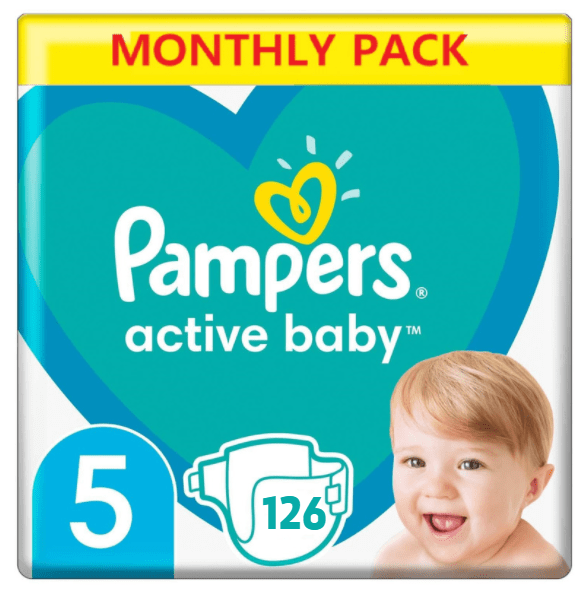 Pampers Active Baby Größe 5 - 126 Windeln Monatsbox