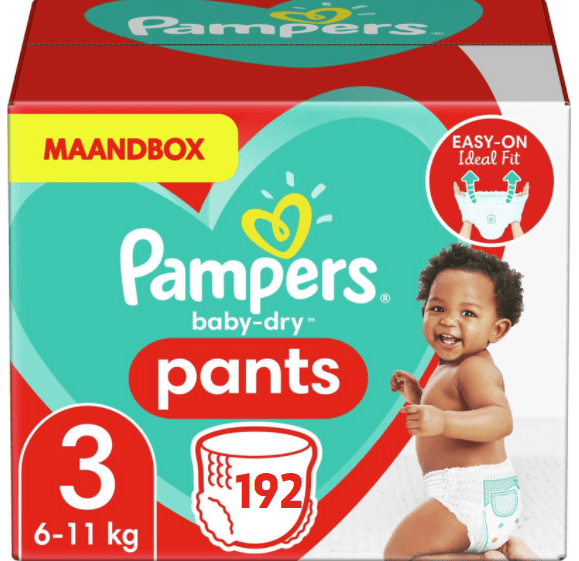 Pampers Baby Dry Pants Maat 3 - 192 Luierbroekjes Maandbox