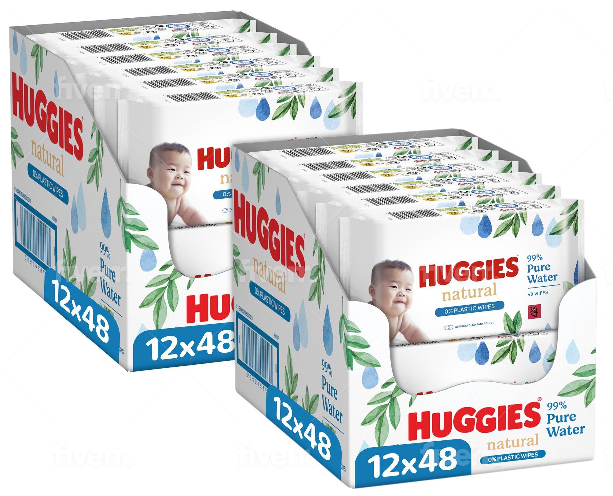 Huggies  Natural - 0% Plastic - Billendoekjes - 1152 babydoekjes - 24 x 48