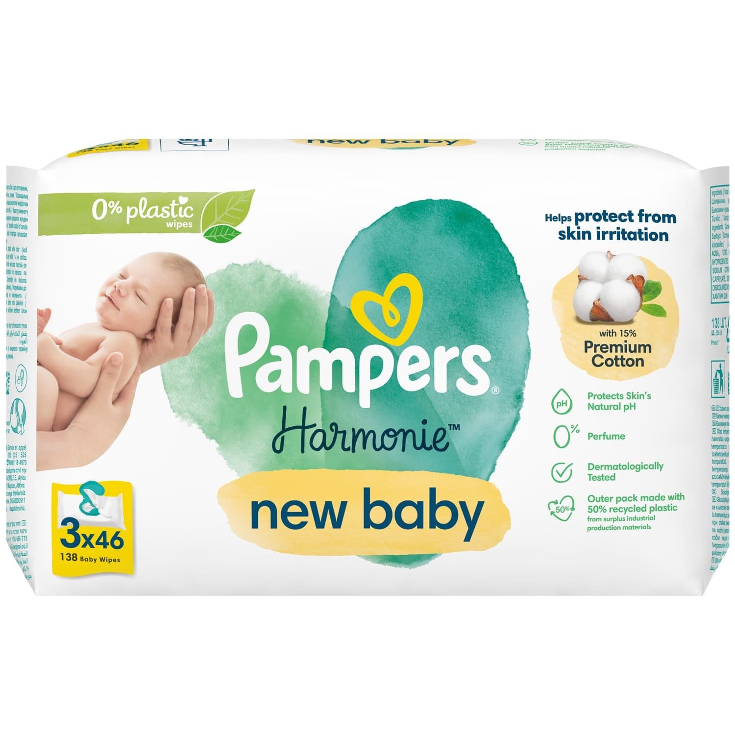 Pampers  Harmonie New Baby - Billendoekjes - 138 doekjes - 3 x 46