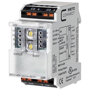 Metz Connect BMT-F-AO4 BACnet MS/TP MS/TP-module 24 V/AC, 24 V/DC 50 mA Aantal uitgangen: 4 x Inhoud: 1 stuk(s)