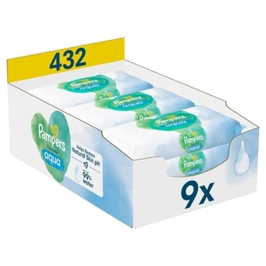 Pampers Toilettenpapier Harmonie Aqua Baby Feuchttücher, (9 x 48 stück), 432 Tücher (9-St)