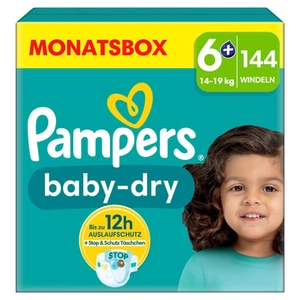 Pampers Baby-Dry luiers, maat 6+, 14-19 kg, maandbox (1 x 144 luiers)