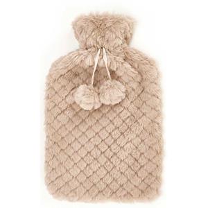 Giftdecor Warmwater kruik - 1.8 liter - pluche hoes in beige - winter kruiken - 22 x 35 cm -