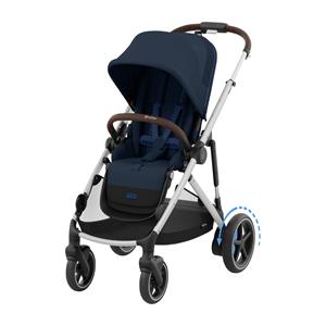 Cybex E-Gazelle S Kinderwagen - Silver - Ocean Blue / Navy Blue