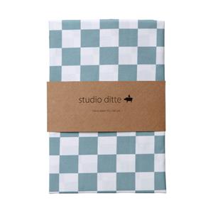 Studio Ditte Blokjes Hoeslaken - 70 x 150 cm - Steenblauw