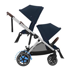 Cybex E-Gazelle S Twin Kinderwagen - Zilver - Ocean Blue / Navy Blue