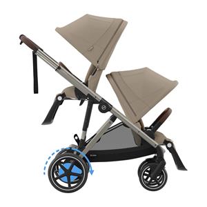 Cybex E-Gazelle S Twin Kinderwagen - Taupe - Almond Beige / Beige