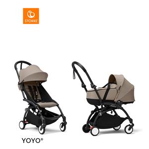 Stokke YOYO3 Complete Kinderwagen Met Reiswieg - Black Frame - Taupe