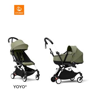 Stokke YOYO3 Complete Kinderwagen Met Reiswieg - White Frame - Olive