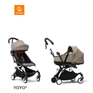 Stokke YOYO3 Complete Kinderwagen Met Reiswieg - White Frame - Taupe