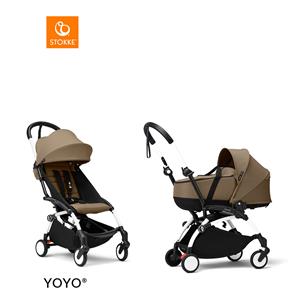 Stokke YOYO3 Complete Kinderwagen Met Reiswieg - White Frame - Toffee