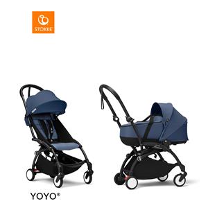 Stokke YOYO3 Complete Kinderwagen Met Reiswieg - Black Frame - Air France Blue