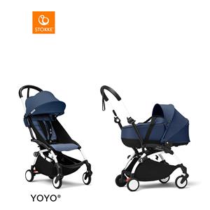 Stokke YOYO3 Complete Kinderwagen Met Reiswieg - White Frame - Air France Blue