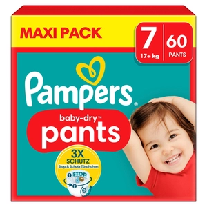 Pampers Large Baby-Dry broekjes, maat 7 Extra , 17kg+, Maxi-verpakking (1 x 60 broekjes)