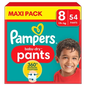 Pampers Large Baby-Dry Broekjes, maat 8 Extra , 19kg+, Maxi-verpakking (1 x 54 Broekjes)