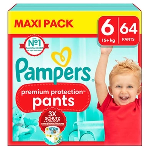 Pampers Protection Premium Broek, maat 6, 15kg+, maxipak (1x 64 broekjes)