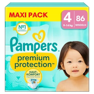 Pampers Protection Premium luiers , maat 4 maxi 9-14kg, maxiverpakking (1x 86 luiers)