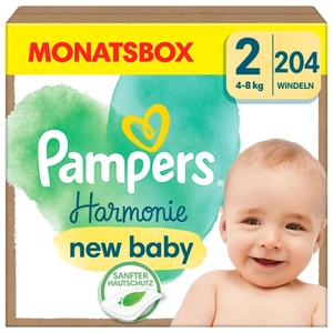 Pampers Harmonie luiers maat 2 mini, 4kg - 8kg, maandbox (1x204 luiers)