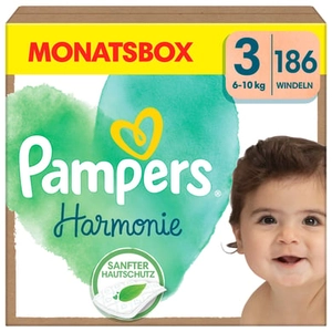 Pampers Windeln Harmonie Größe 3 186ST für Babys und Kleinkinder (4-18 Monate)