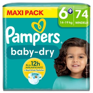 Pampers Baby-Dry luiers, maat 6+, 14-19 kg, maxiverpakking (1 x 74 luiers)