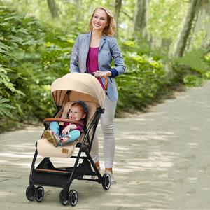 Costway Kinderwagen Kinderbuggy met Verstelbare Rugleuning Reisbuggy met Ligfunctie 5-Punts Veiligheidsgordel voor Baby's tot 3 Jaar Beige